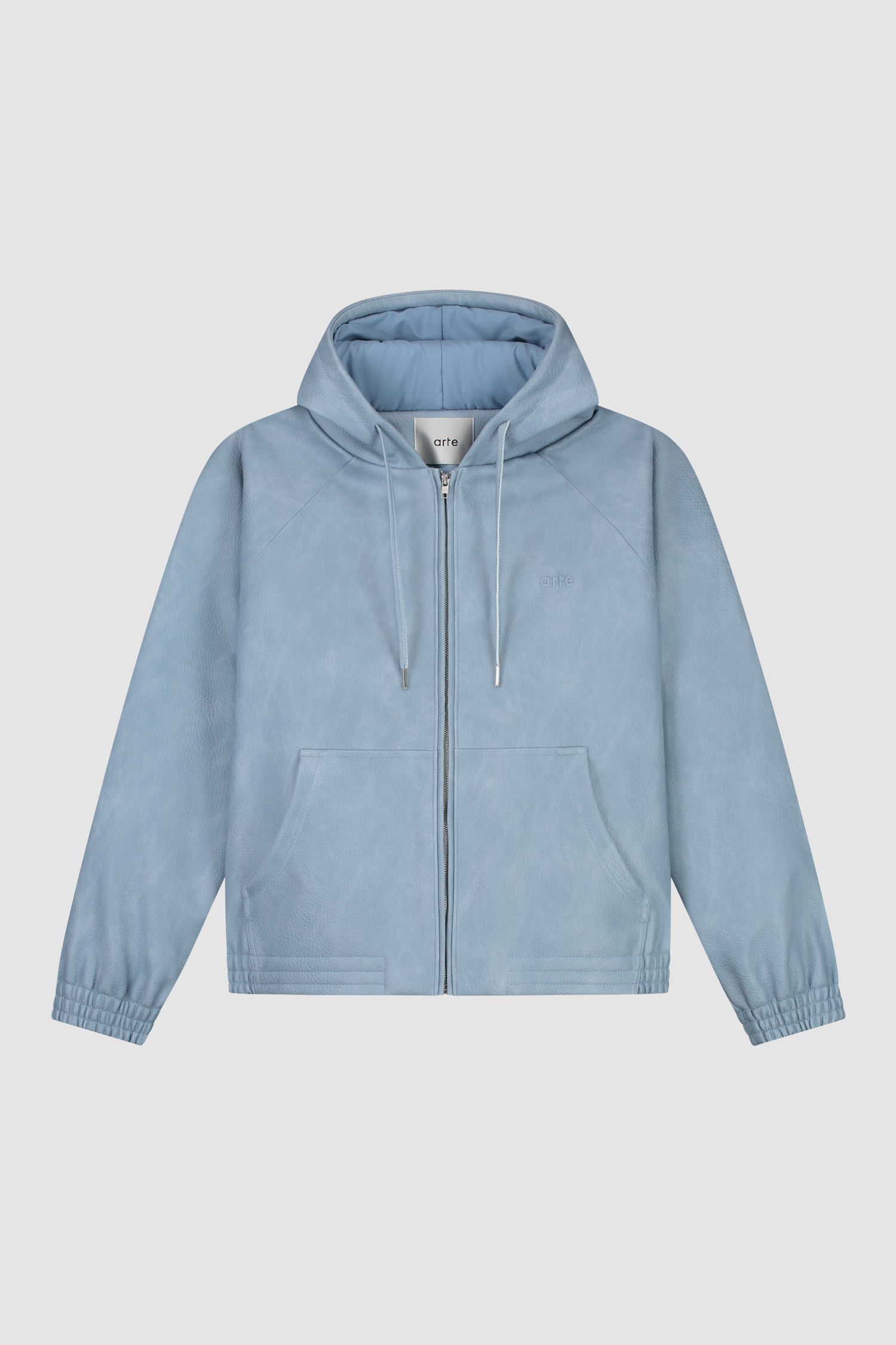 Veste à capuche en cuir - Bleu