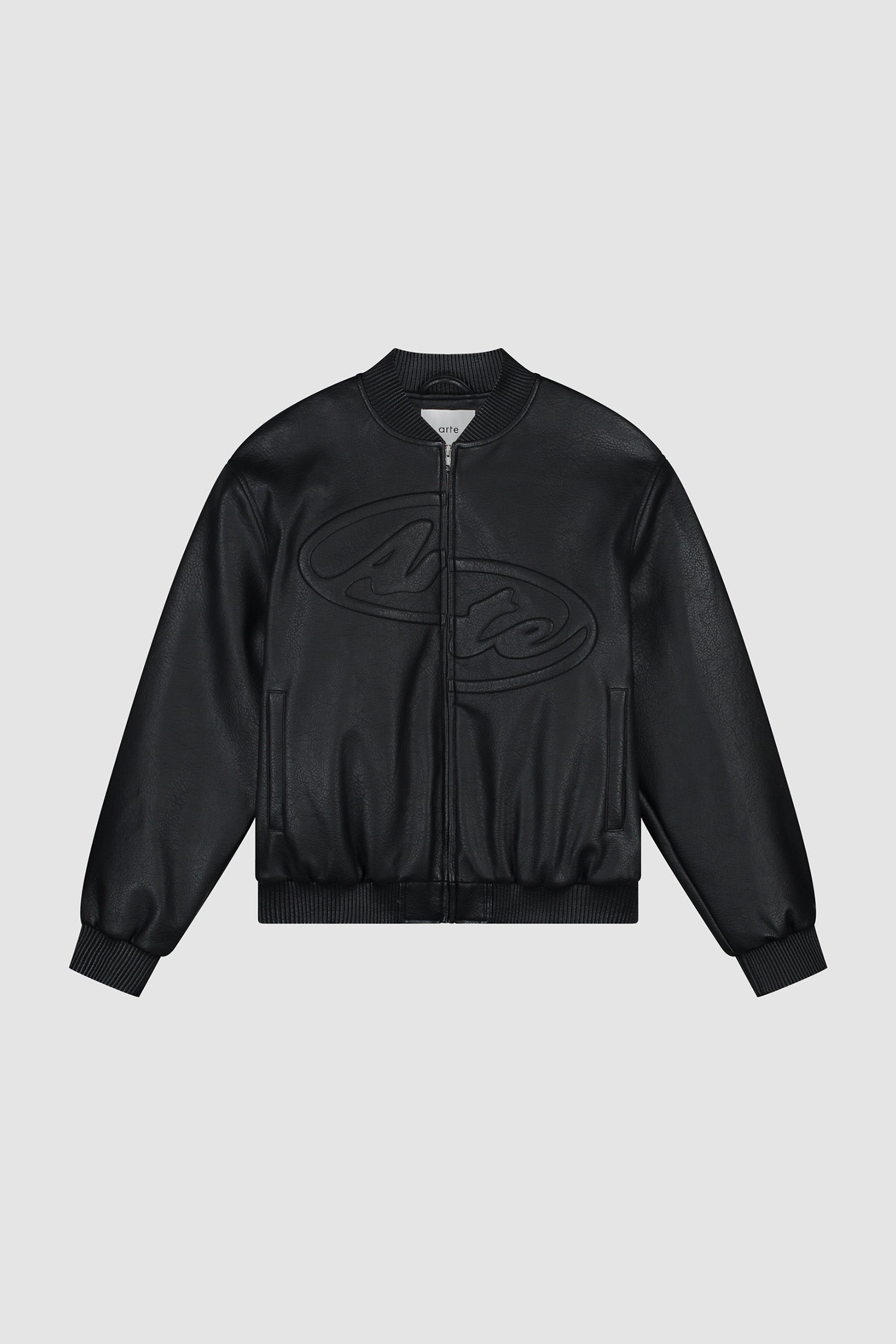 Veste en cuir avec demi-logo - Noir