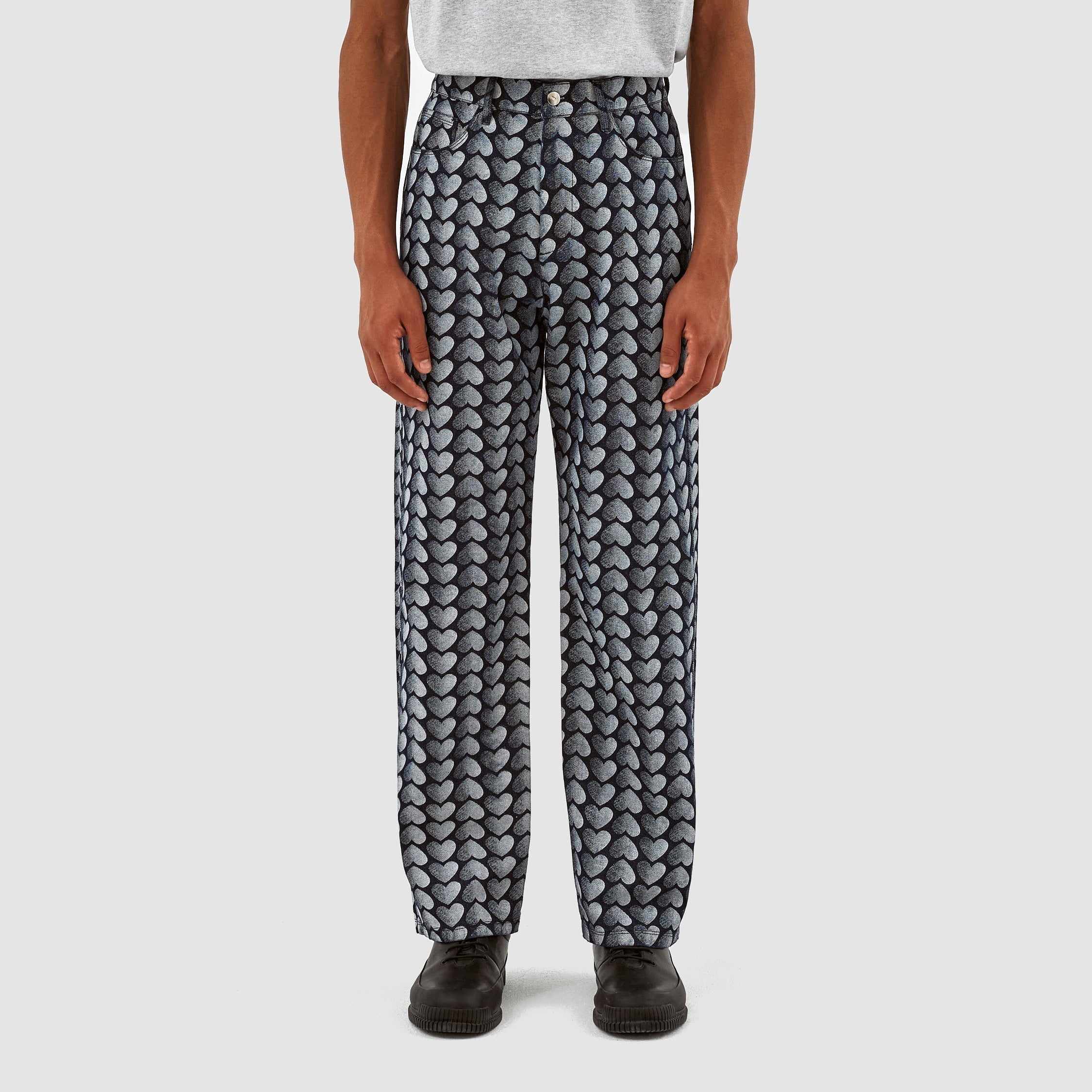 Pantalon Jean Allover Heart - Denim délavé