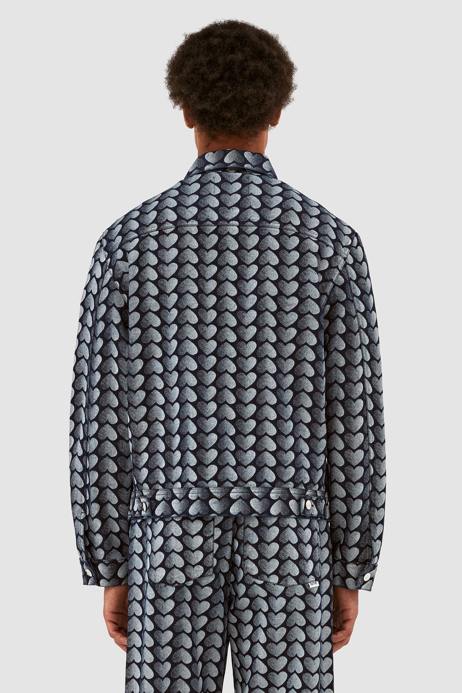 Veste Jean Allover Heart - Denim délavé