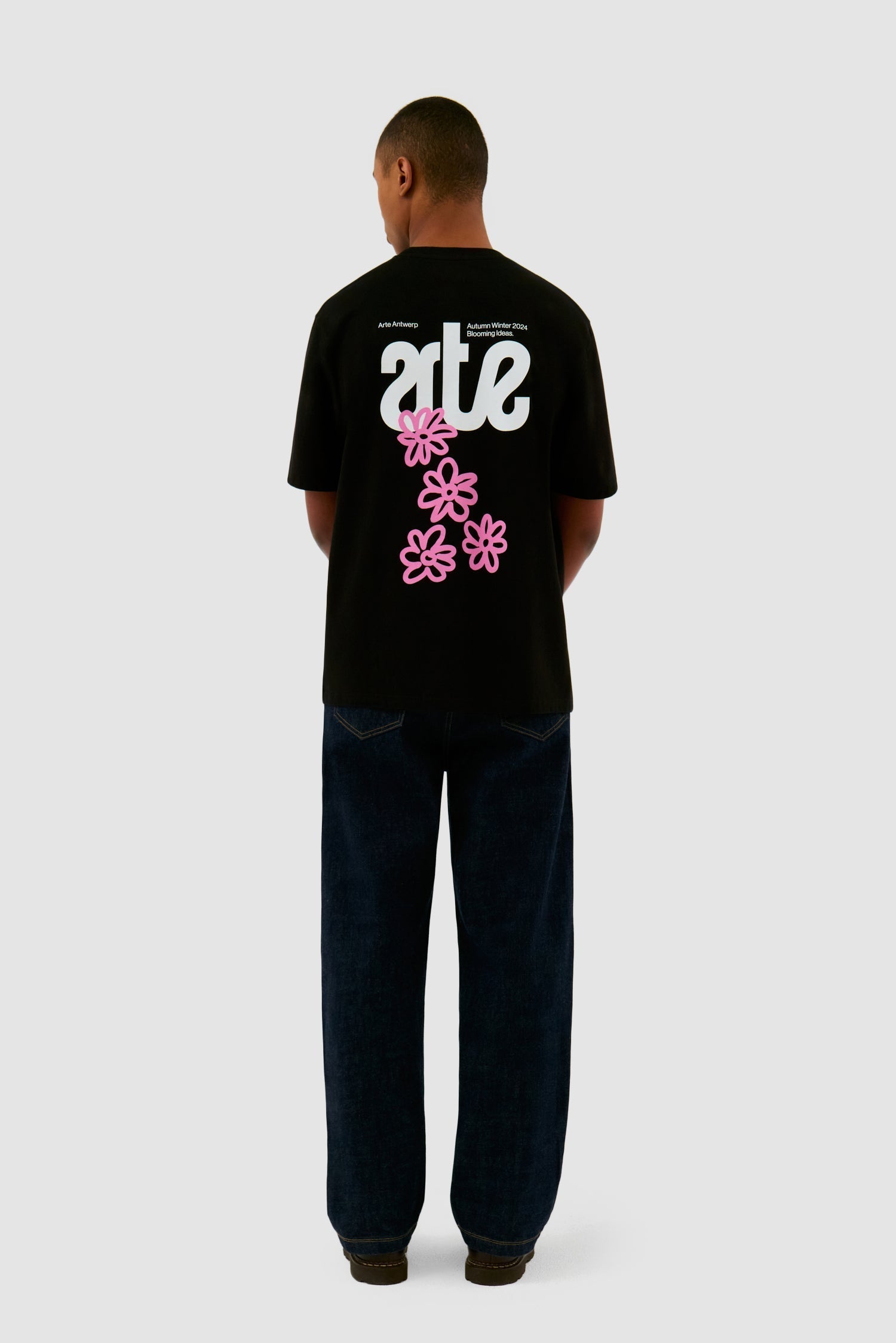 T-shirt dos fleuri - Noir