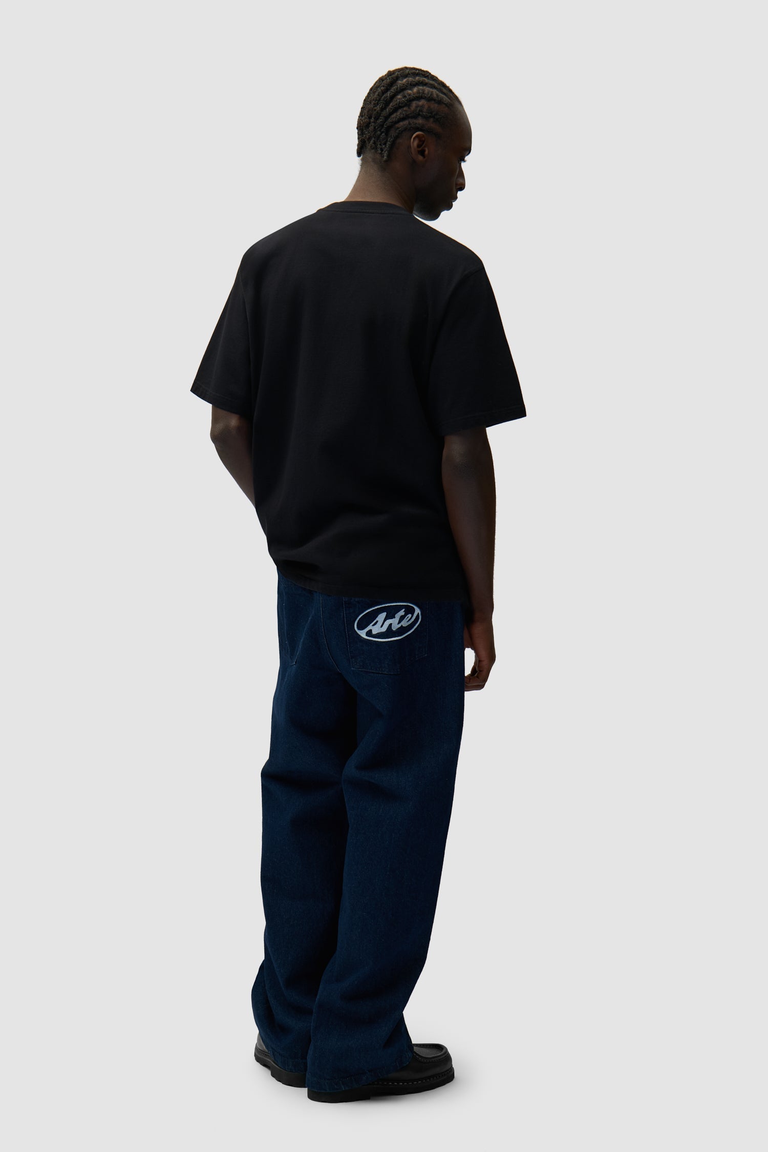 Pantalon à poche avec logo circulaire - Denim brut