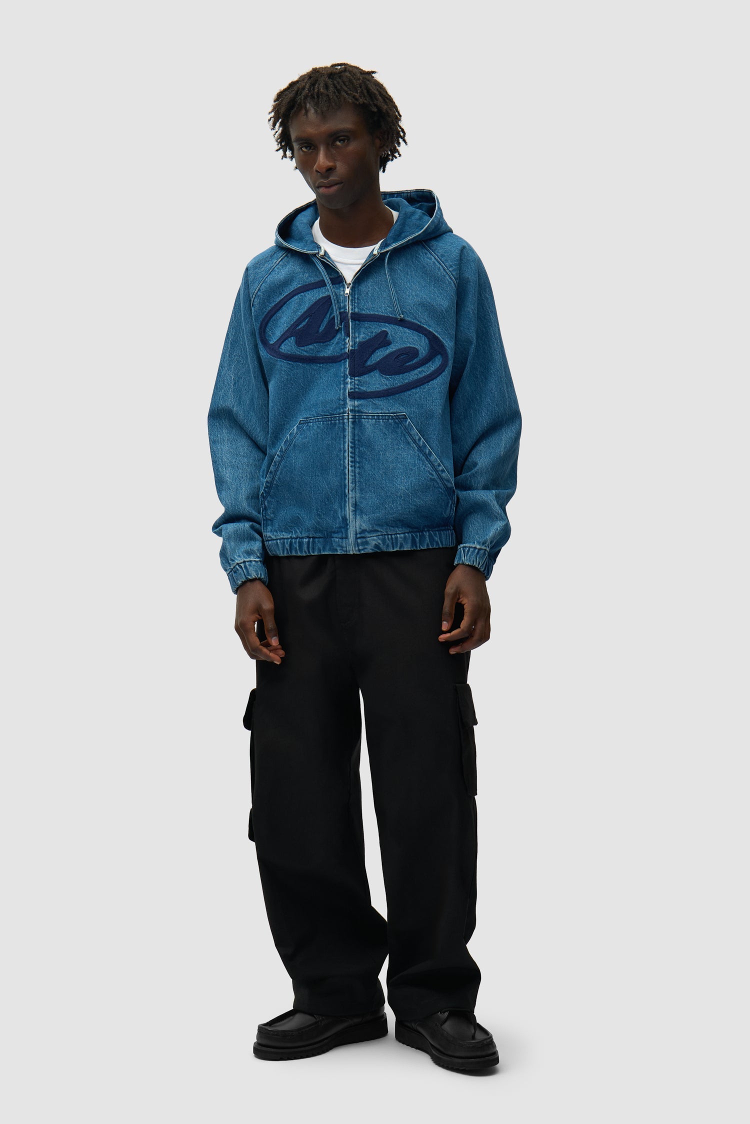 Veste à capuche en denim Split Logo - Bleu marine