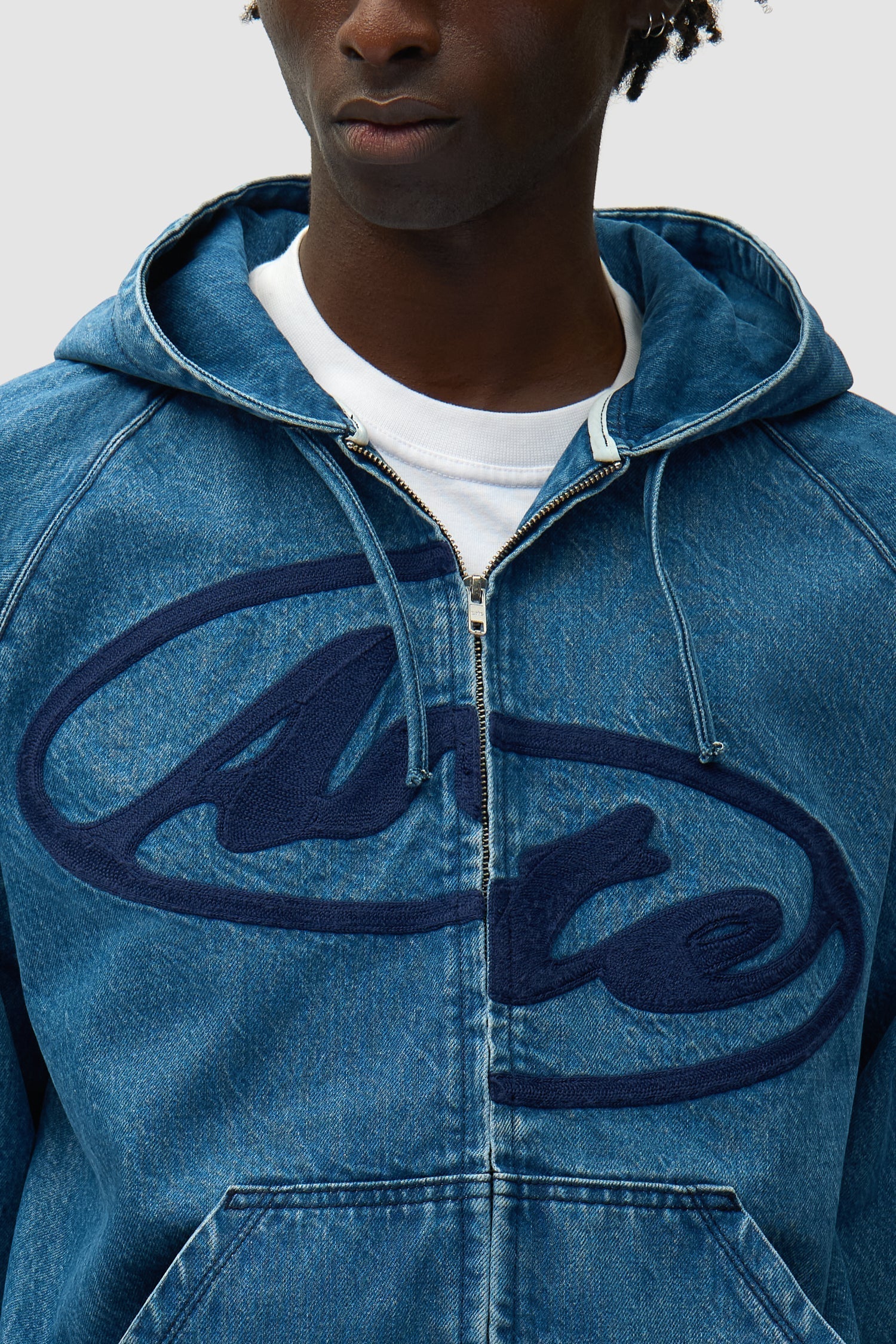 Veste à capuche en denim Split Logo - Bleu marine