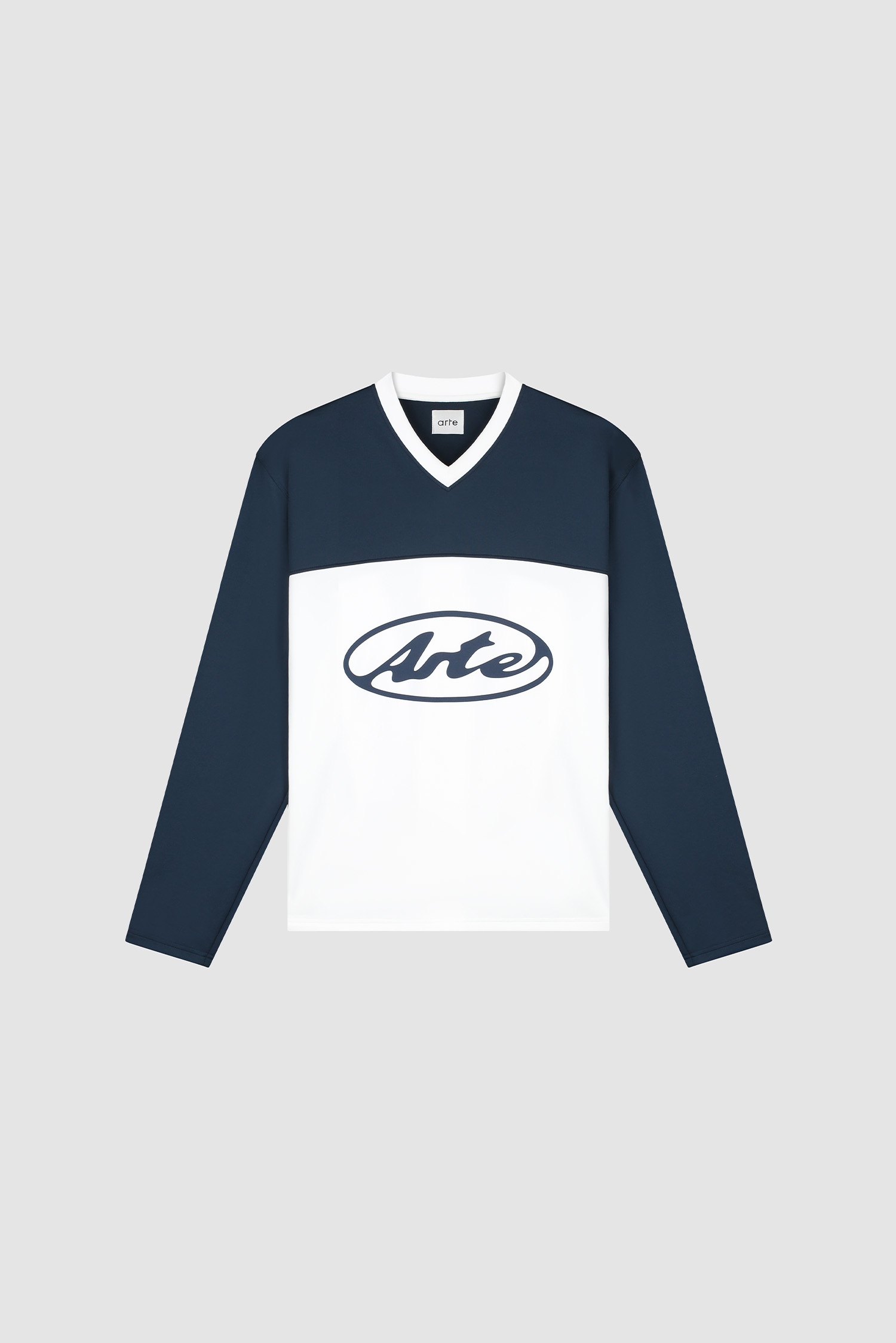 T-shirt à manches longues avec logo circulaire - Blanc/Bleu marine