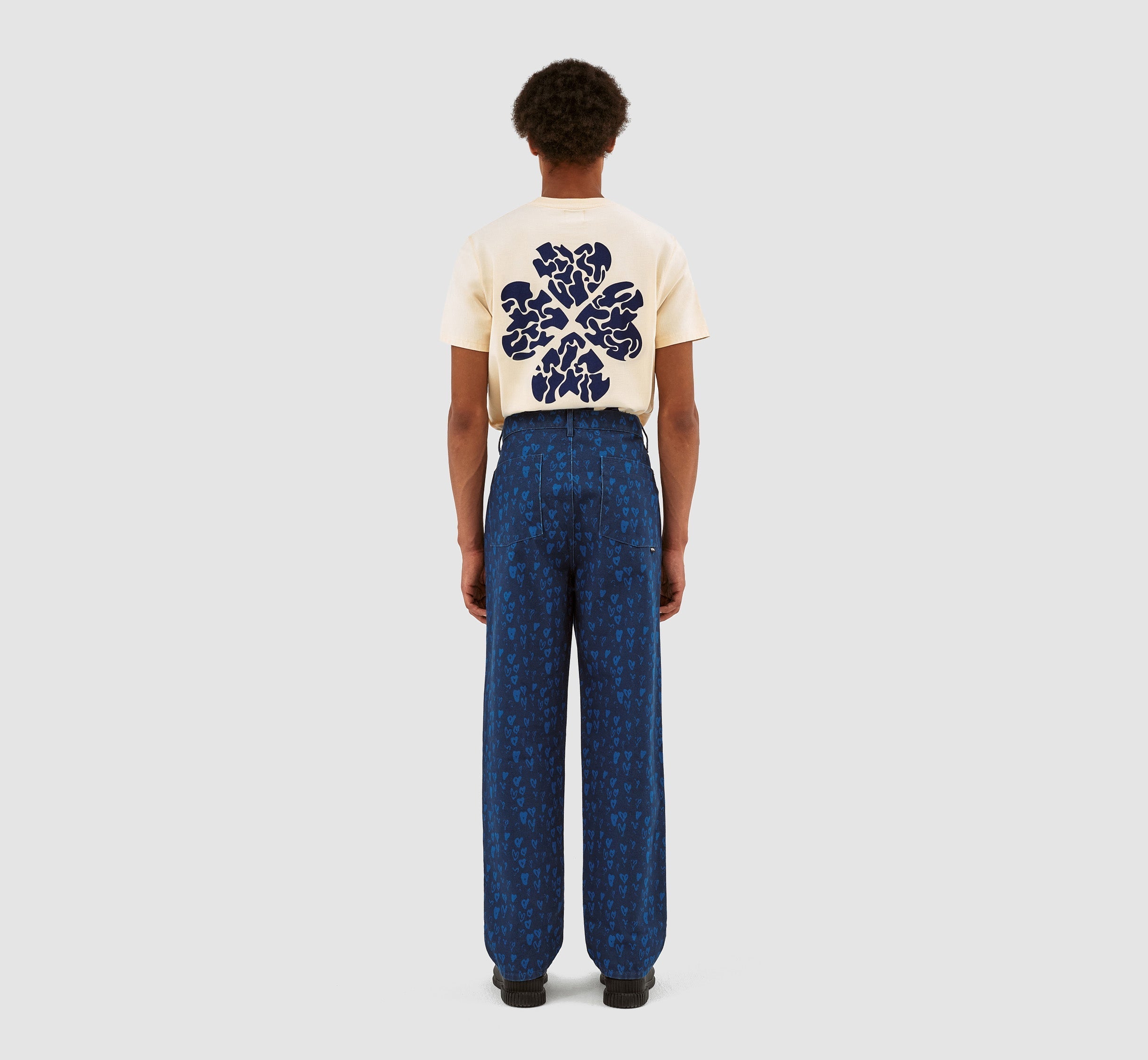 Pantalon Jean Allover Heart - Navy/Blue