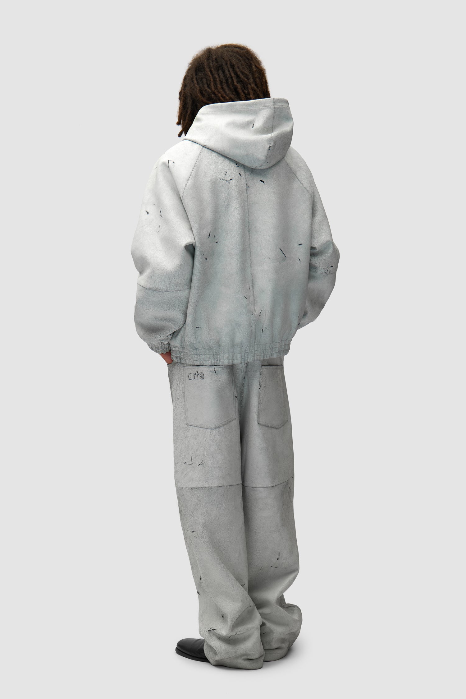 Veste en cuir craquelé - Blanc