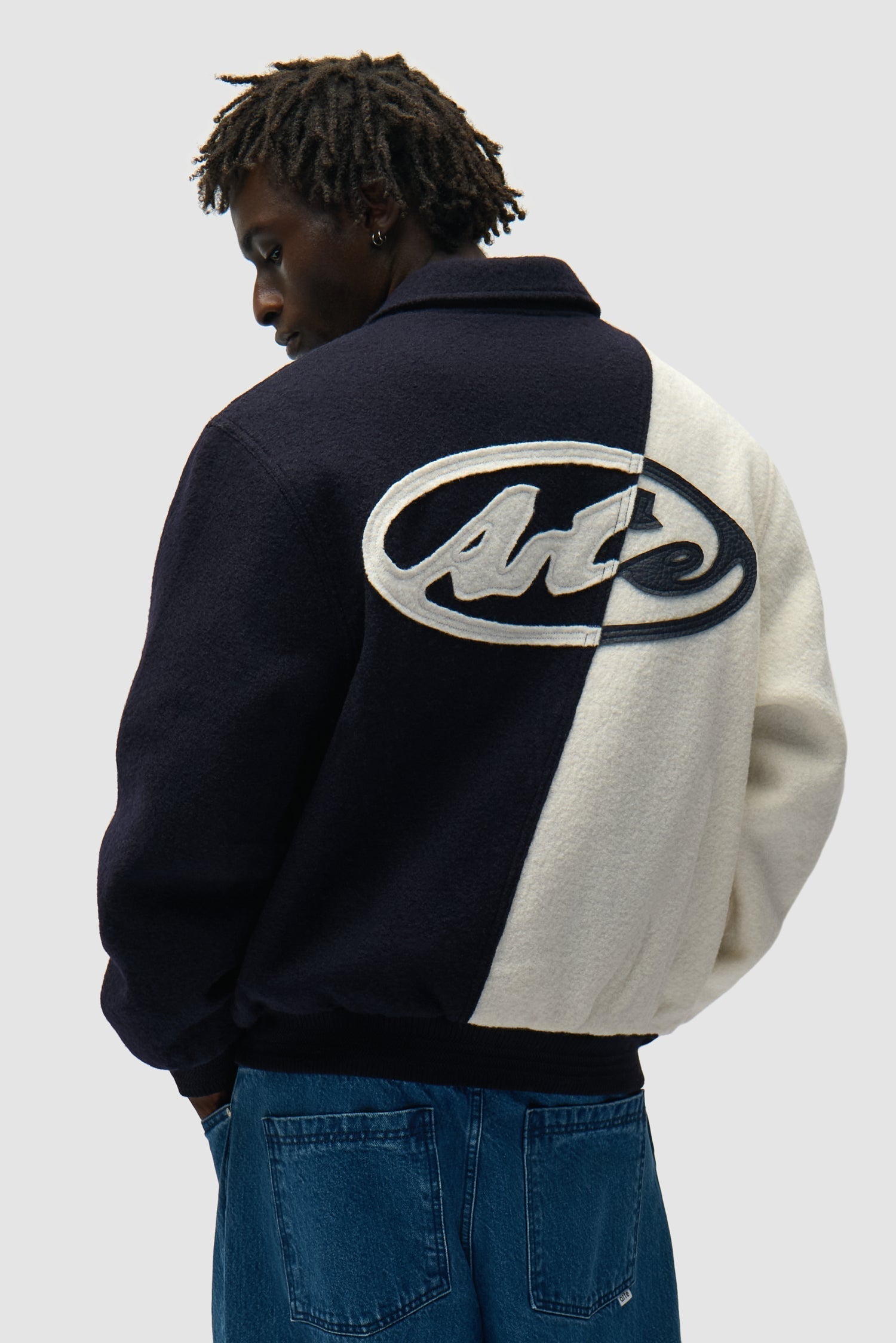 Veste universitaire en laine - Bleu/Blanc