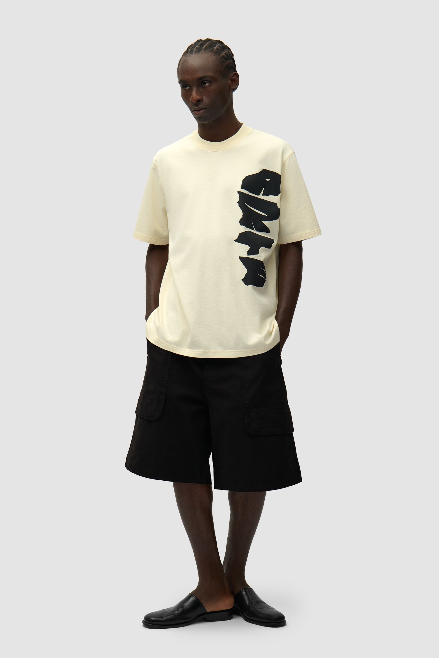 T-shirt avec logo sur le côté - Crème