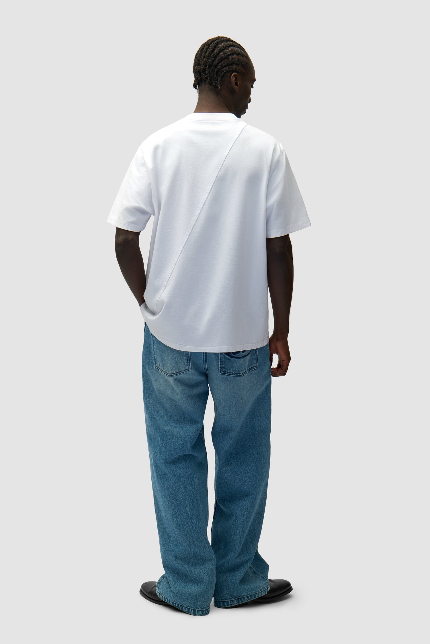 Pantalon à poche avec logo circulaire - Denim Bleach