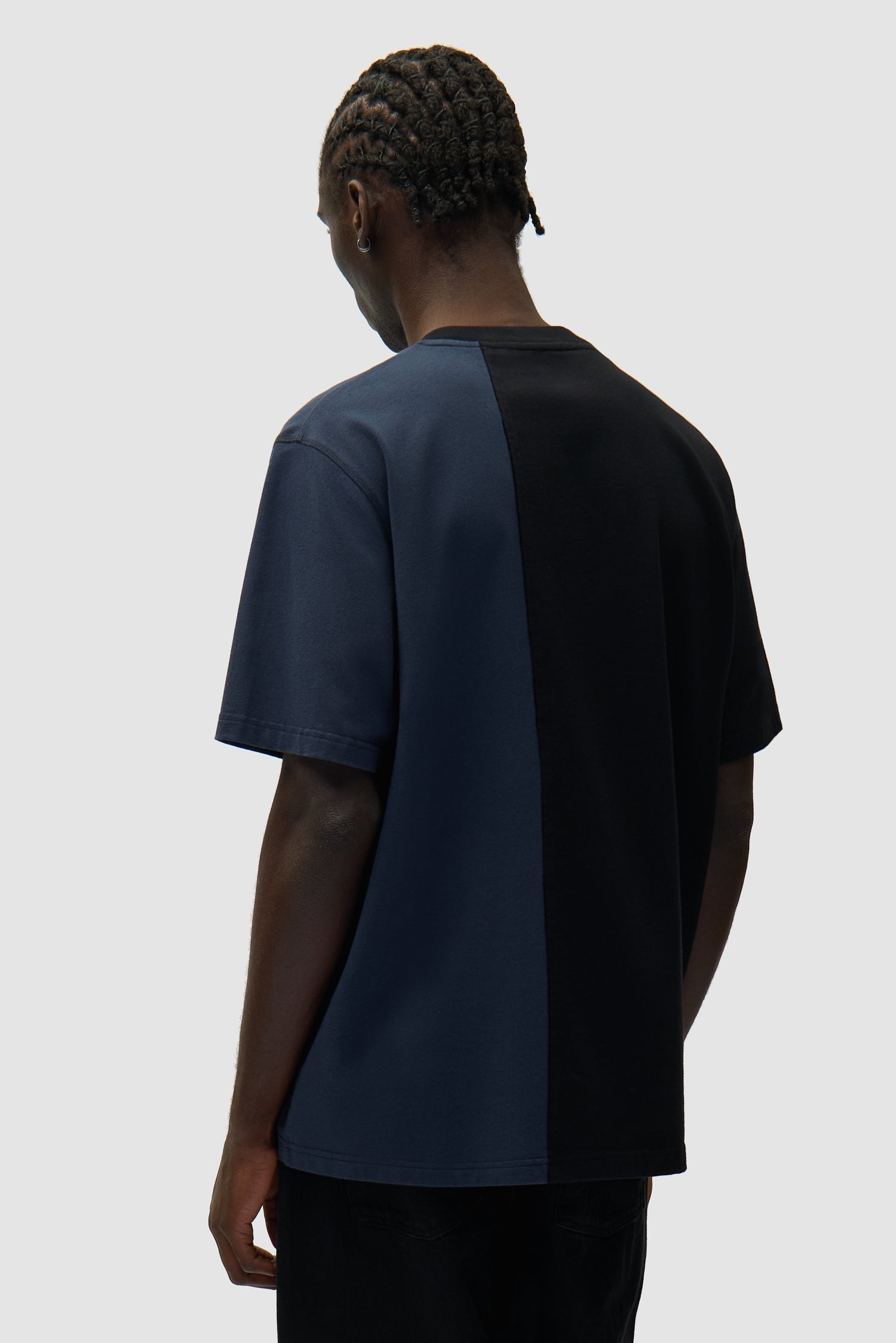 T-shirt bicolore - Bleu marine/Noir